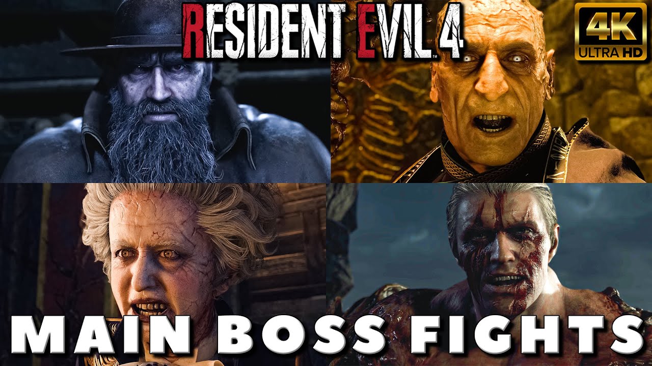 RESIDENT EVIL 4 REMAKE - All Main Boss Fights + Ending [4K ULTRA HD PC]