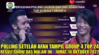 POLLING SEMENTARA DA5 SETELAH AFAN JAKARTA BARAT TAMPIL TOP 24 GROUP 4 RESULT MALAM INI