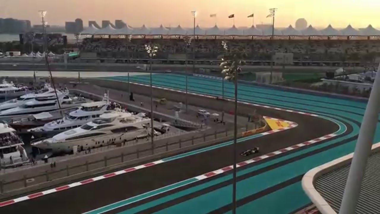 The excitement of fast cars racing around the track at Formula 1 Abu