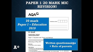 A* Sociology: How to structure a Method in context (Paper 1 Q5 - 2019)