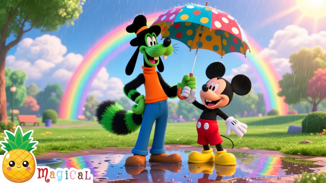 🌈☔Goofy’s Silly Umbrella, Mickey & Minnie Mouse | 🌧️ A Funny Rainy Day Kids Poem Story Nursery Rhyme