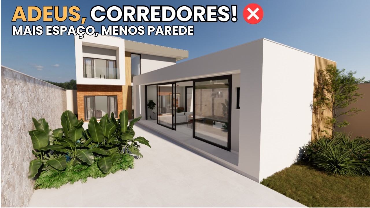 Integração Total: Casa em L | Adeus Corredores! |  3 SUÍTES - Projeto Moderno e Minimalista .Cód351A