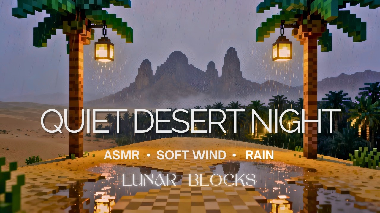 Rainy Night on the Sand Hill — Palm Lights, Reflections & Quiet Distance (Minecraft ASMR, 30 min)