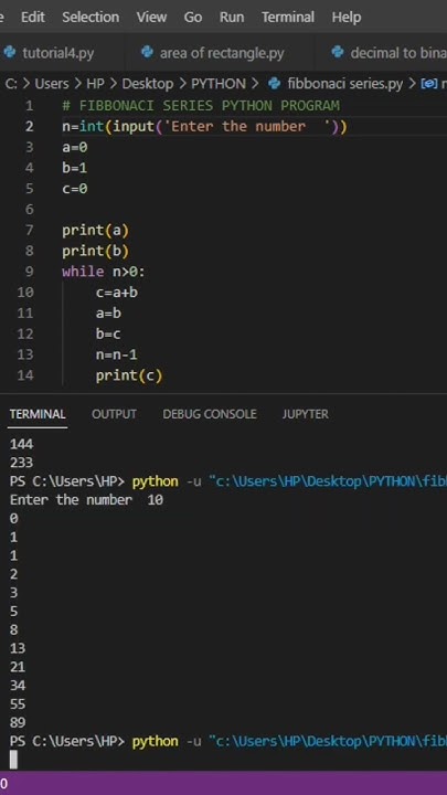 Fibonacci Series Python Program - YouTube
