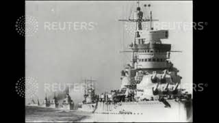 1938 Hitler and Mussolini watch Italian naval review