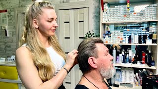 Download Lagu 💈(ASMR) Russian lady barber Yulia. Full service: haircut, wash, and beard care. #asmr #haircut MP3