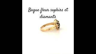 Bague marguerite en or 750 avec saphirs et diamants en dépôt vente chez Or Ligne à La Teste de Buch