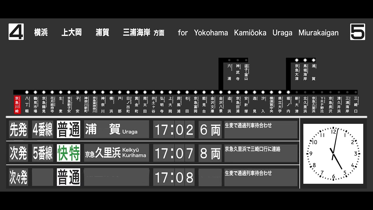 京急川崎 パタパタ発車標 2025年12月改正ダイヤ(平日17時～21時) 横浜方面 #京急 #京急川崎 #パタパタ #発車標 #鉄道再現 【作業用】【睡眠用】