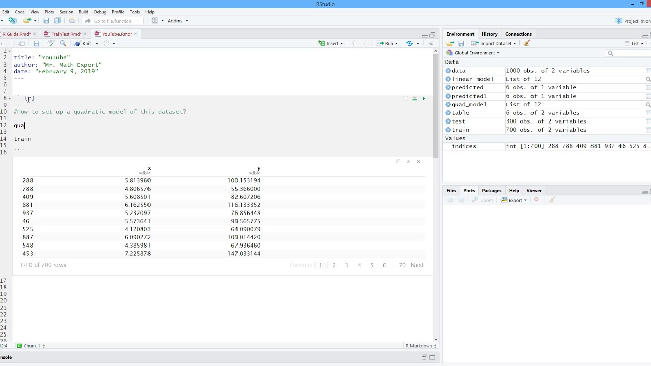 How to Construct a Quadratic Model in R Example 2. [HD] YouTube