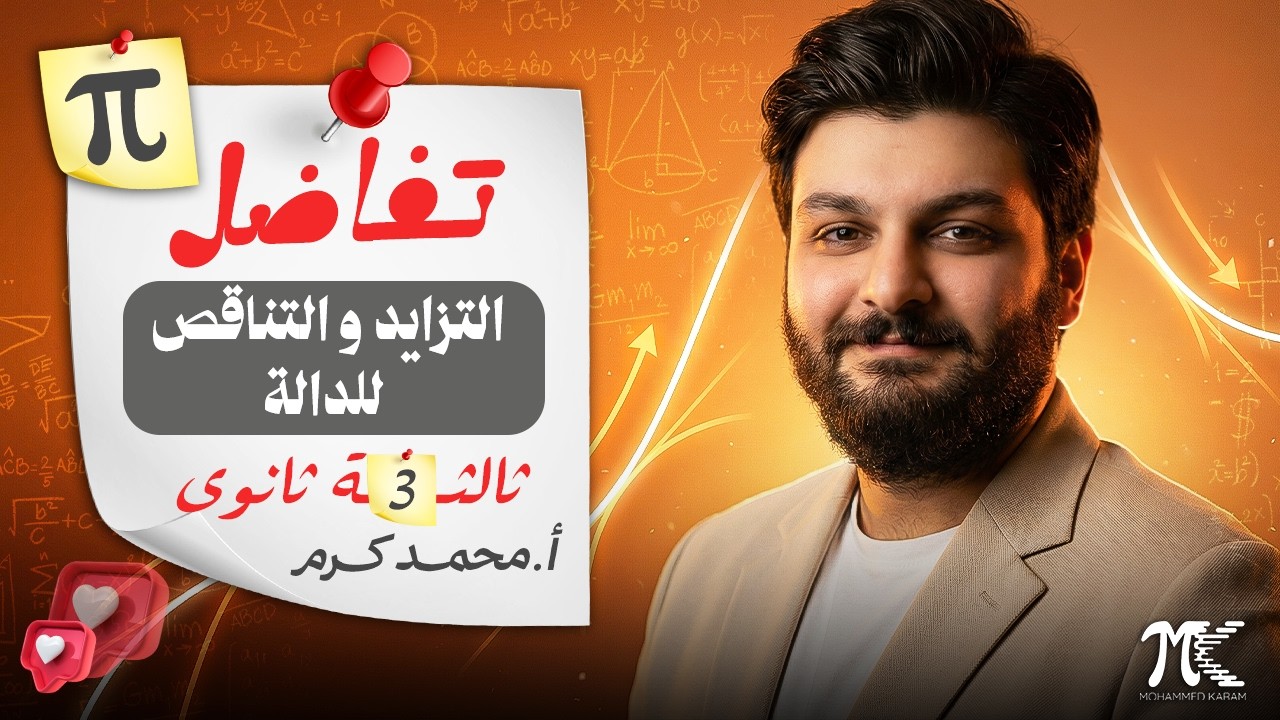 التزايد و التناقص للدالة - تفاضل - الصف الثالث الثانوي - 2026 -م/ محمد كرم عبدالله 