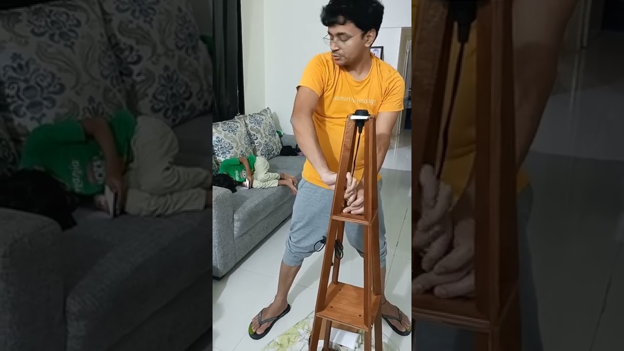 Crosscut furniture Wooden Floor Lamp, Beige, Natural Jute