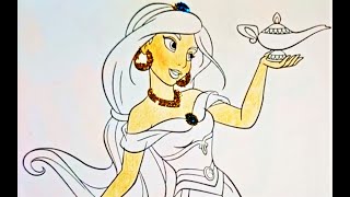 Princess Jasmine, Aladdin- Glitter Colouring