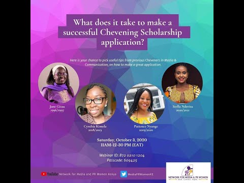 COMO ESCREVER Chevening ENSAIOS (com exemplos) e Q & A com KENYAN estudiosos (WEBINAR 3RD outubro 2020)