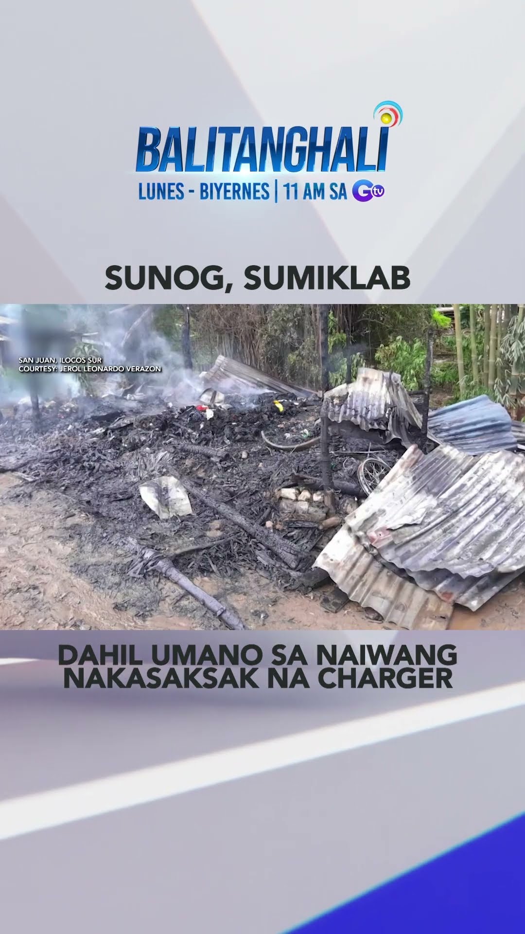 Bahay, nasunog dahil umano sa naiwang nakasaksak na charger ng cell phone #shorts | Balitanghali