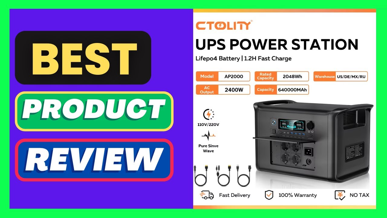 CTOLITY AP2000 2400W Portable Solar Generator 2048Wh Lifepo4 Battery