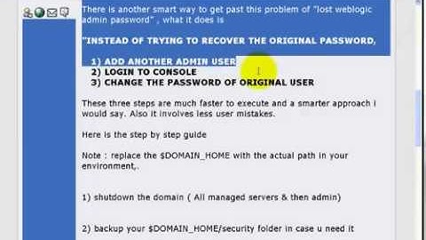 5 Min way to recover weblogic administrator password.flv