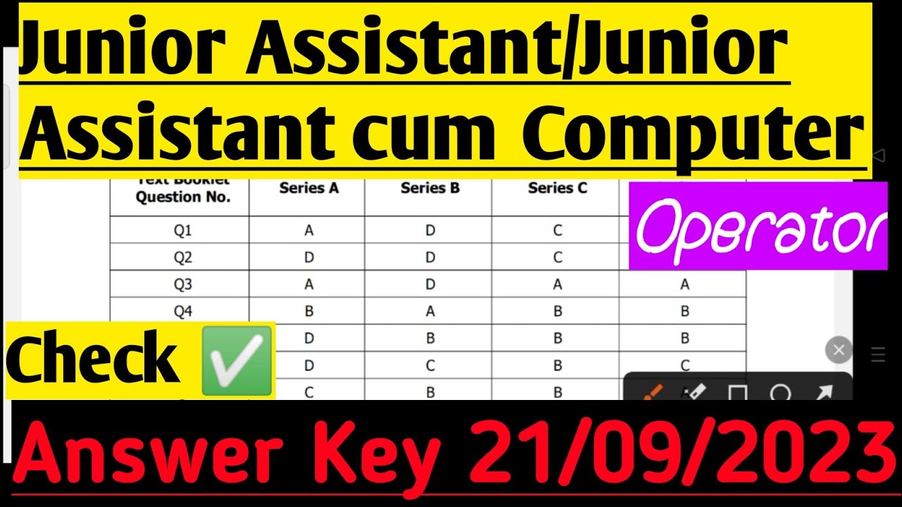 Jkssb Junior Assistant cum computer operator Answer Key | Exam 21/09/2023 