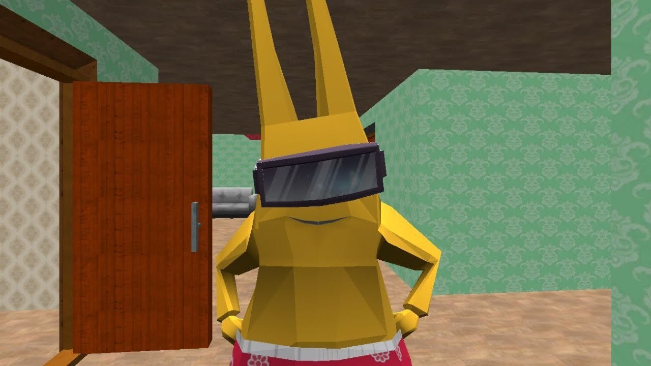 Crazy Yellow Bunny. Neighbor Escape Level 1