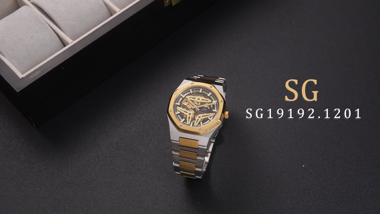 Review đồng hồ SG SG19192.1201 thiết kế Skeleton (Cơ lộ máy) điểm độc đáo trên nền mặt số.