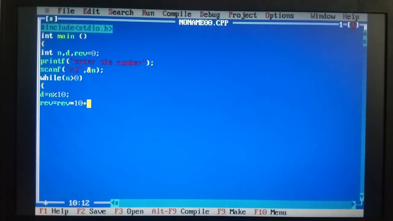 Program to find reverse of number in C.                        