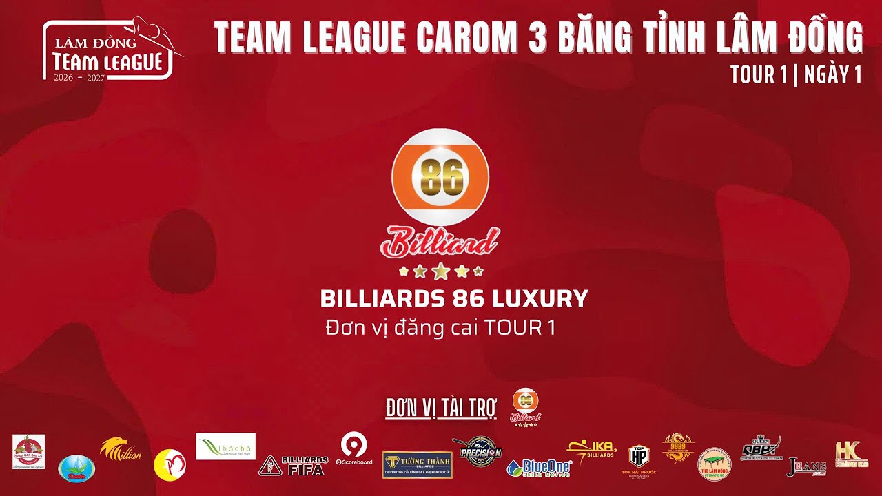 BÀN TV. HOÀNG K.O GIA NGHĨA - SƠN TRÀ HTN. Giải Team League Carom 3 băng Tỉnh Lâm Đồng 2026 - Tour 1