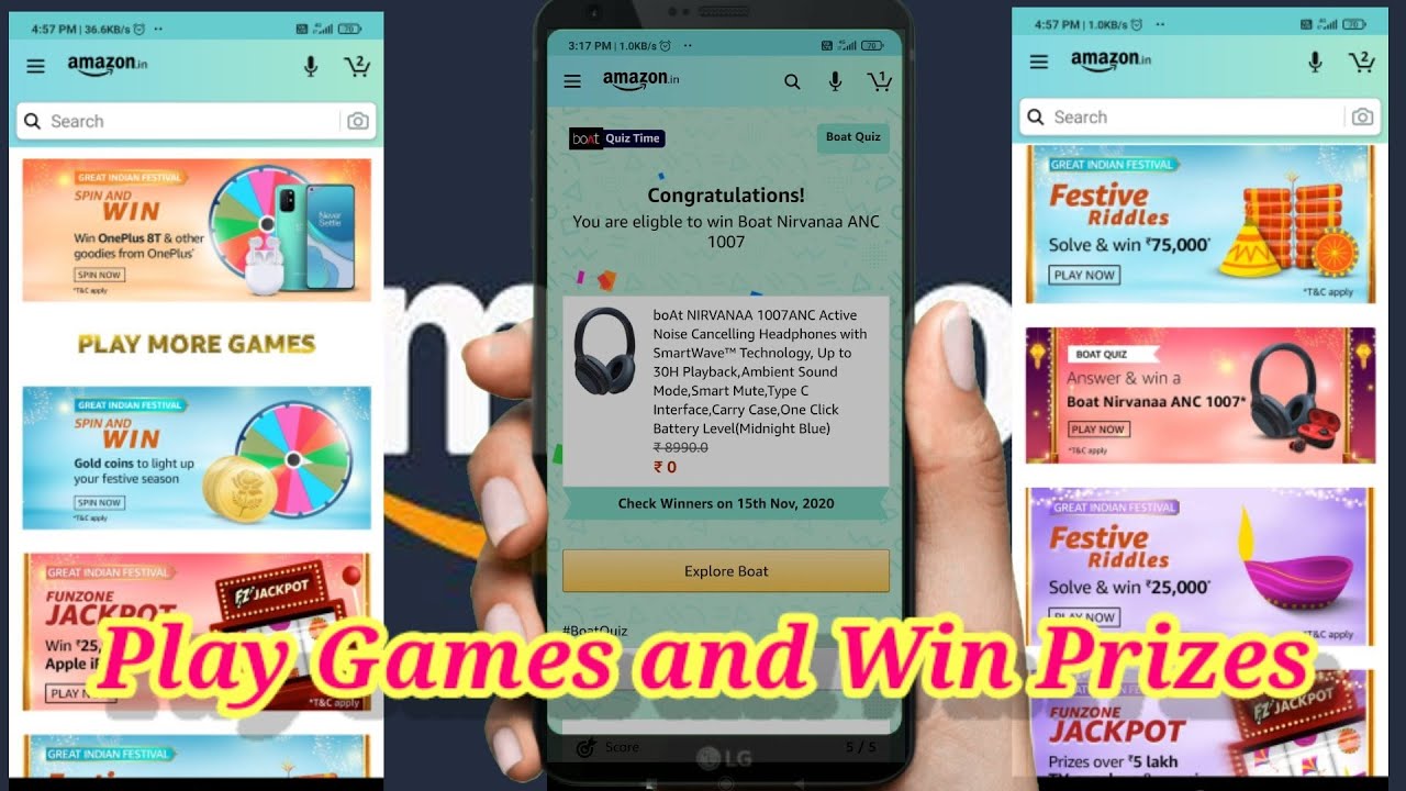 Win free prize by playing Games in Amazon App