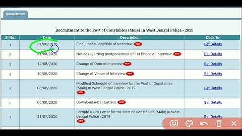 WB POLICE CONSTABLE Interview 2 Notices 2020