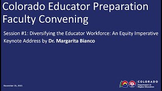 Event Kickoff and Keynote--Diversifying the Educator Workforce: An Equity Imperative