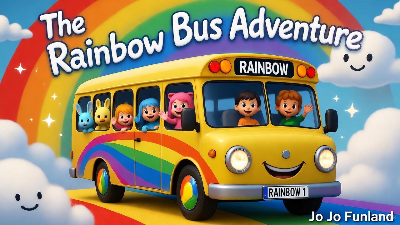 The Rainbow Bus Adventure 🚌🌈 | Colorful Animal Song for Kids | Fun Learning Nursery Rhyme