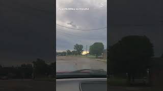 Flooding in Amarillo ,Texas seen on street level and via helicopter