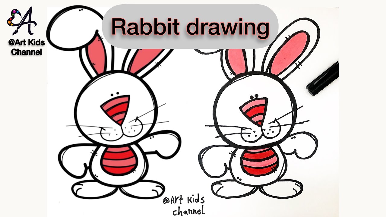 Pink Rabbit Drawing Tutorial How to draw a rabbit? | Rabbit drawing tutorial - YouTube