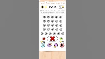 brain test level -62 What occurs twice in a week. once in a year and never in a month? #braintest