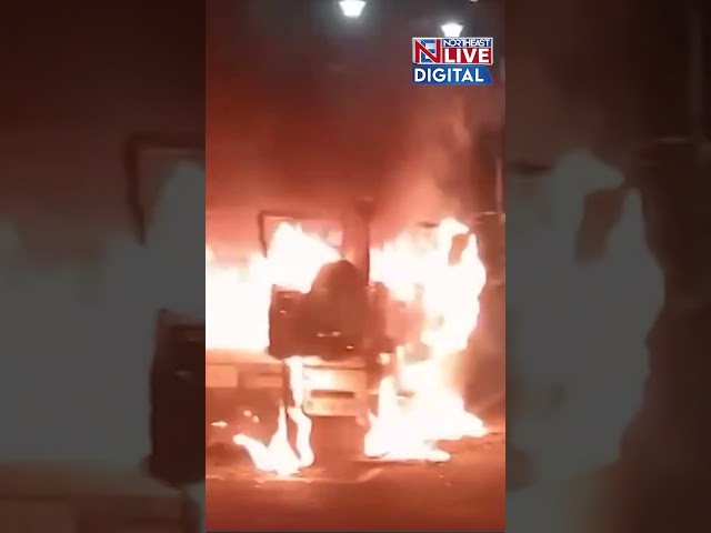 Amid petrol bomb attacks, govt vehicle set ablaze in Shillong