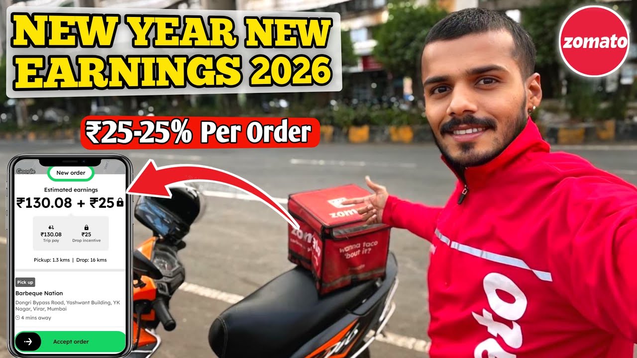 Zomato Part-Time Delivery First Day Earnings 💸| Happy New Year 2026 || 