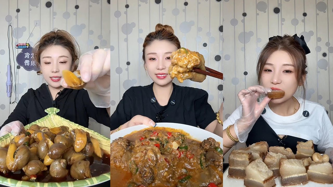 【XueYan Mukbang】Bao Luo+Spicy Stir fried Sea Anemone+Bacon🐚🥩🌶🧄