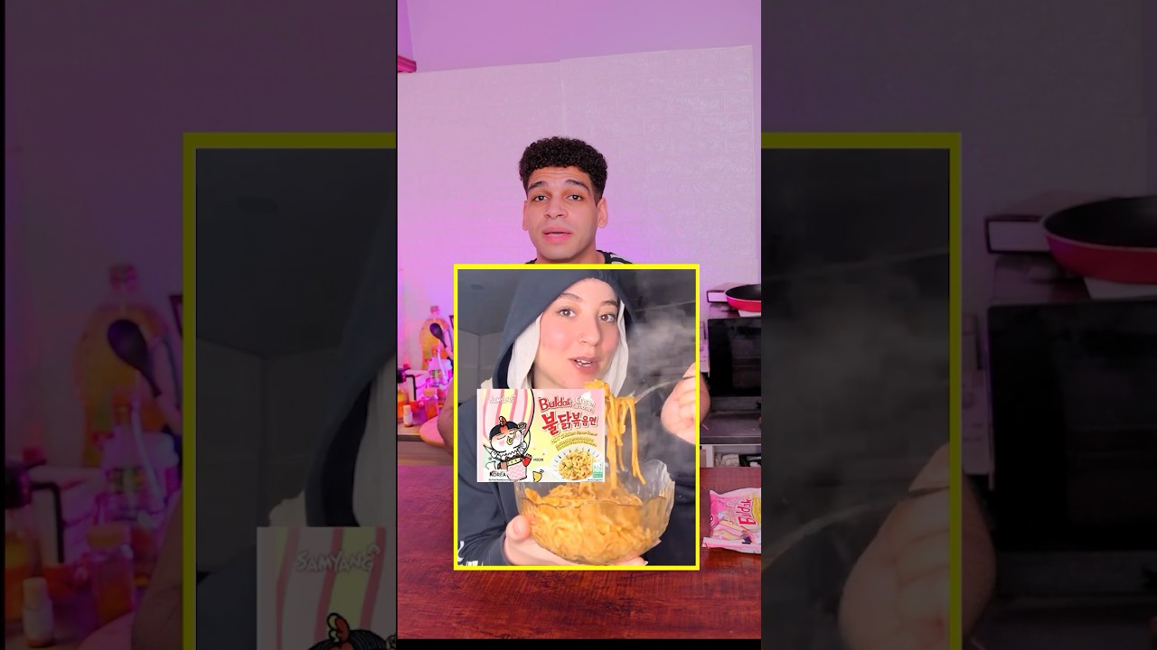 النودلز الكوري الترند 🍜 نودلز البولداك كاربونارا في البيت 😋