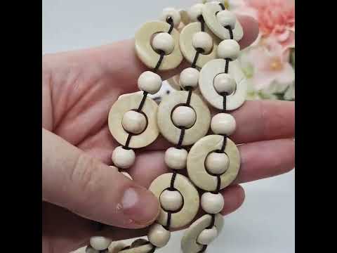 Багаторядне кольє "павутинка" в етно стилі з дерев'яних дисків, видео 1