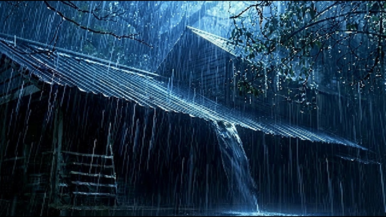 Heavy Rain on Tin Roof for Sleeping (Black Screen) 🌧️ Rain Sounds to Sleep Instantly