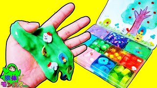 【スライムパレット】消しごむでスライムDIY？！3色チャレンジで可愛くアレンジ♪液体モンスター