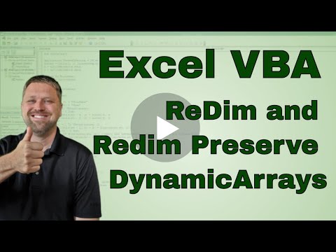 Redim and Redim Preserve Dynamic Arrays Explained in Excel VBA - Code Included @EverydayVBAExcelTraining