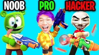 Can We Go NOOB vs PRO vs HACKER In NERF EPIC PRANKS!? (ALL LEVELS!) screenshot 1