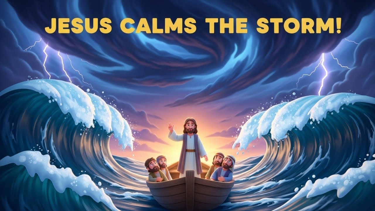 Иисус успокаивает бурю. Анимированная библейская история для детей. Вера превыше страха.