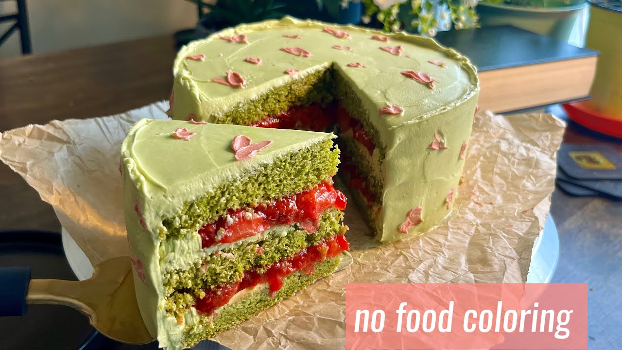 My FAVOURITE Matcha Strawberry Cake 🌱🍓| Chiffon cake with Buttercream