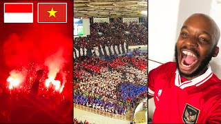 American Experiences Indonesia vs Vietnam Football Match 🇮🇩 ( Insane Atmosphere)