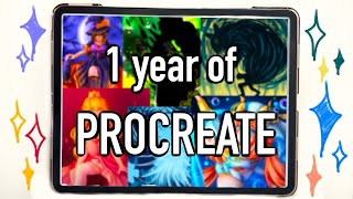 PROCREATE FLIP THROUGH - 1 year of digital art ✨