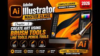 👉Adobe Illustrator Master Class 2026 | Chapter 3 - Create Art Using Brush, Line & Pencil Tools
