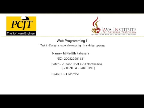 Web Programming I   | Task 1 - Design a responsive user sign in and sign up page