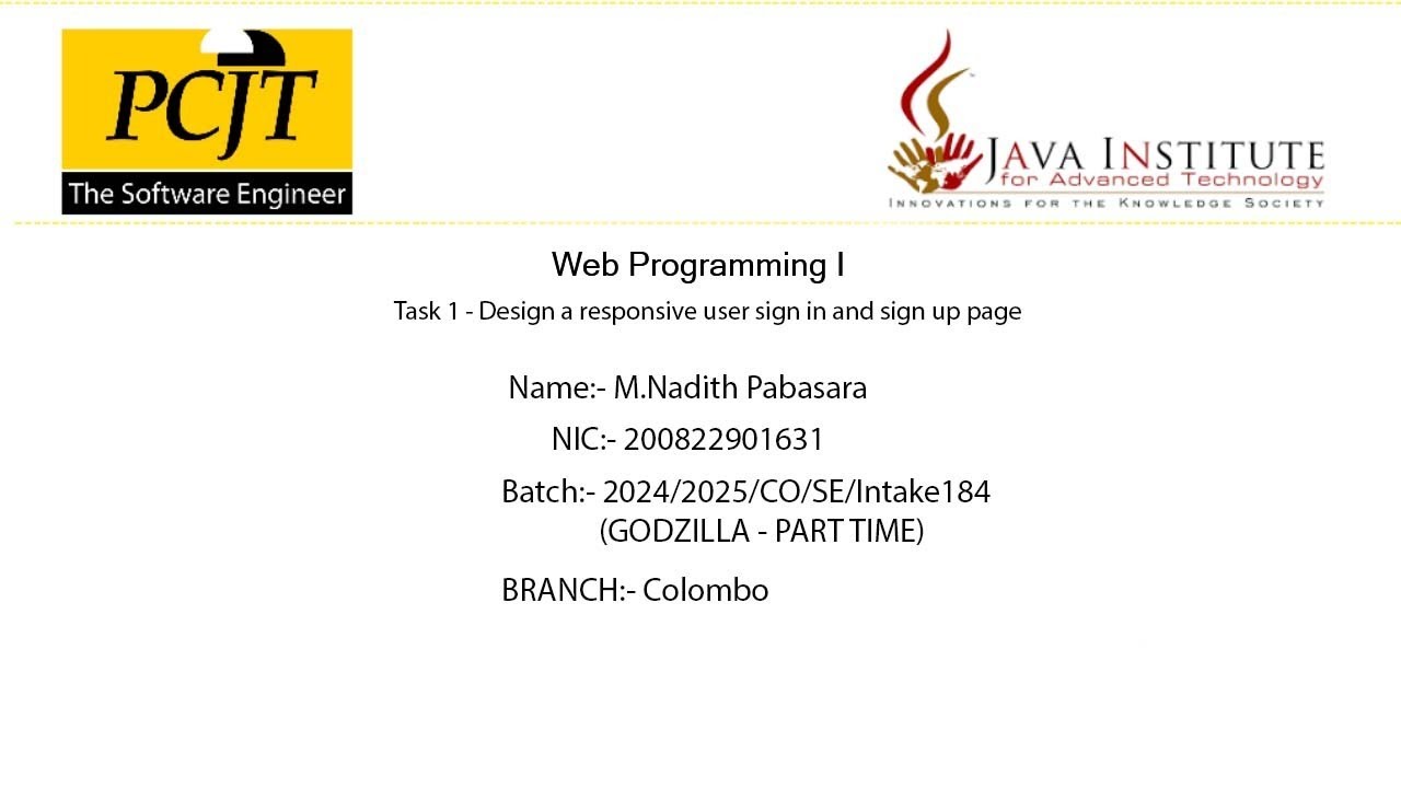 Web Programming I | Task 1 - Design a responsive user sign in and sign ...