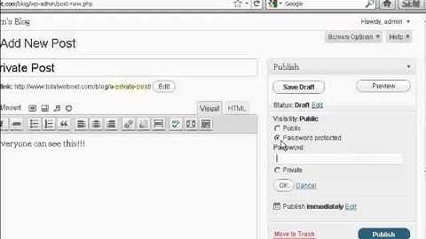 WordPress Tutorial 50 - How to Create A Password Protected Or Private Post.mp4