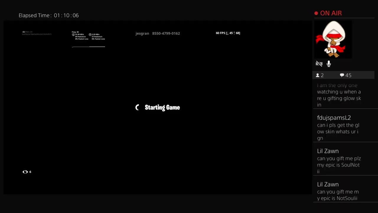 Fortnite Aggressive Player playing with subs Gifting the Glow Skin